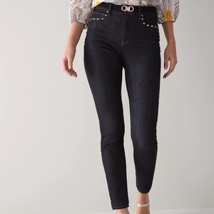 White House Black Market High Rise Sculpt Skinny Ankle Jeans With Studding